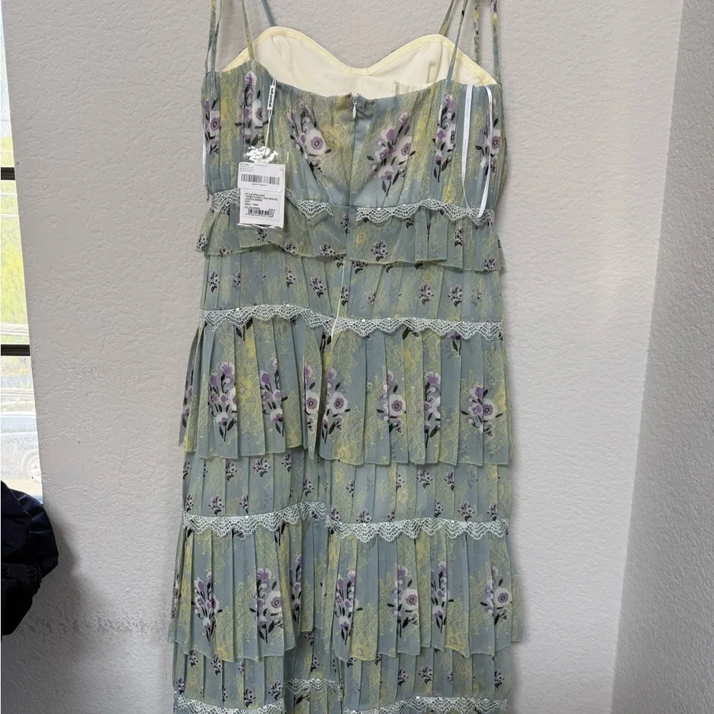 Self Portrait Tiered Floral Lace Dress Mint - Picture 4 of 6